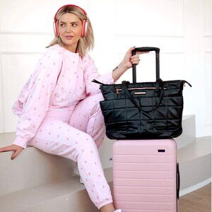 Poppy & Peonies x Birds Papaya Ultimate Bag Black Gold Hardware Hot Pink Lining